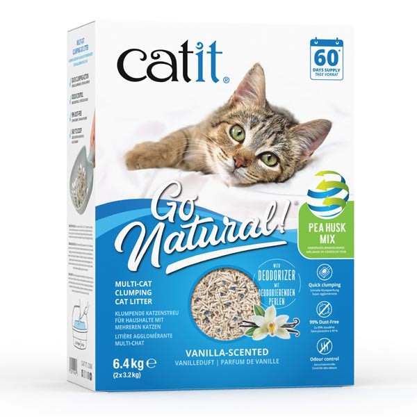 Catit Go Natural! Vanilla Clumping Pea Husk Cat Litter 6.4kg