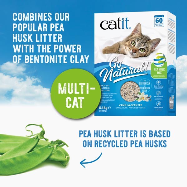 Catit Go Natural! Vanilla Clumping Pea Husk Cat Litter 6.4kg