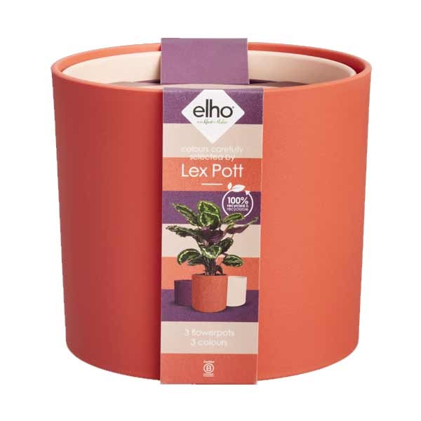 Elho Lex Pott 14cm Coral Red Flower Pot Set