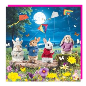 3D Lenticular Card "4 Bunnies"