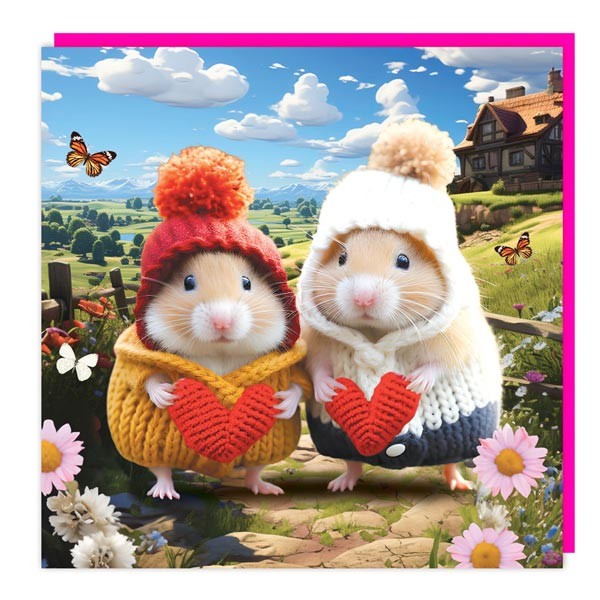 3D Lenticular Card "2 Hamsters"