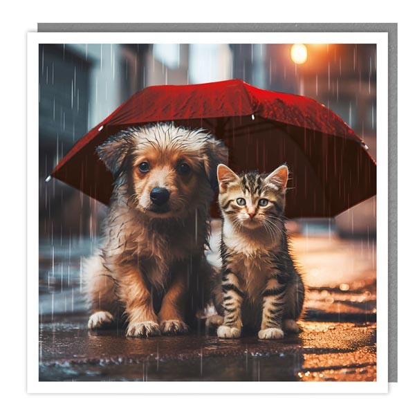 The Light Hearted Collection "Puppy & Kitten Umberella" Card